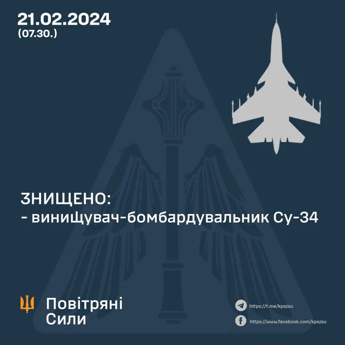 Повітряні сили повідомили про ще один збитий російський літак