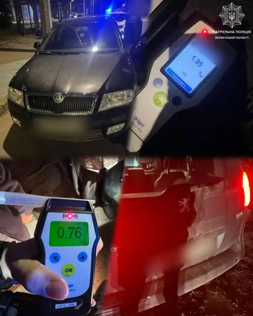 Небезпечні маневри і порушення ПДР: у Луцьку і Ковелі зловили п'яних за кермом (фото)