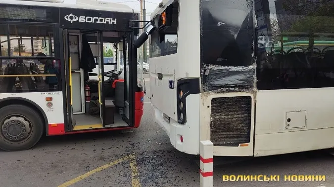 Біля «Там Таму» у Луцьку «рогатий»  протаранив автобус (фото)