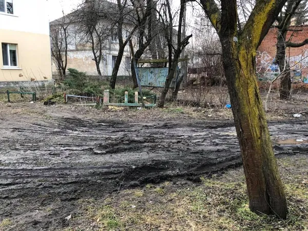 Двори у центральній частині Луцька потопають у багнюці (фото)
