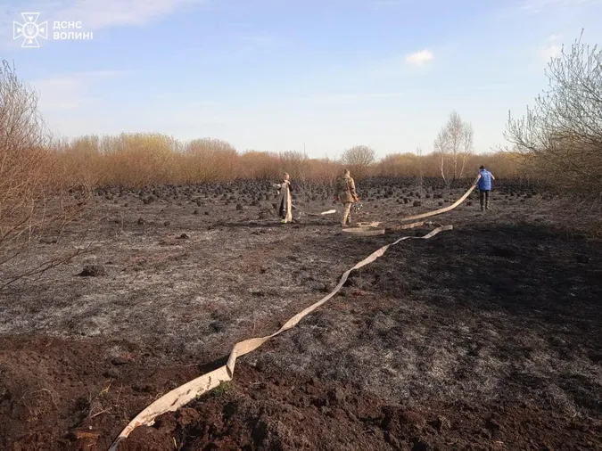 На Волині другу добу горить торфовище (фото)