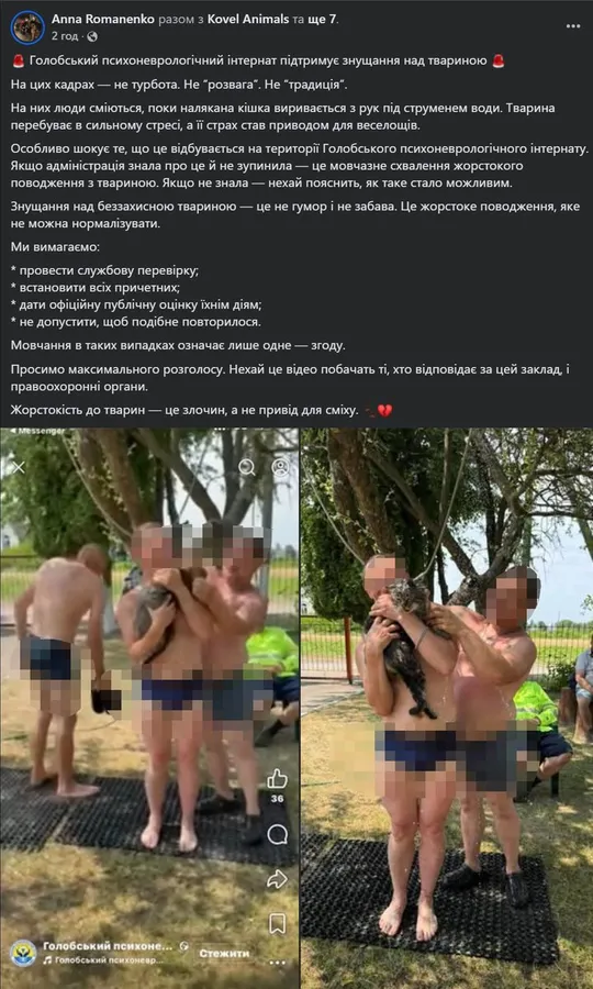 Допис Анни Романенко з відео із Голобського психоневрологічного інтернату