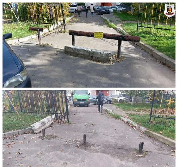 У Луцьку муніципали розібрали бесідку й зрізали шлагбаум (фото)