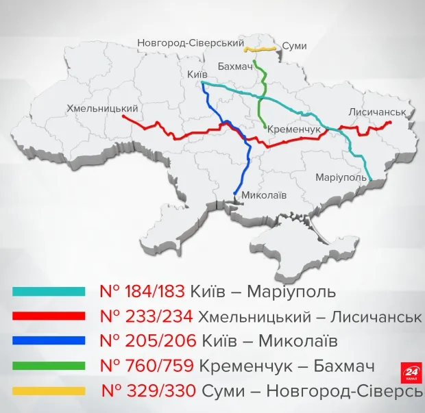 Нові маршрути «Укрзалізниці»: карта 