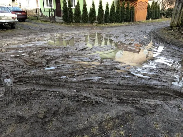 Двори у центральній частині Луцька потопають у багнюці (фото)