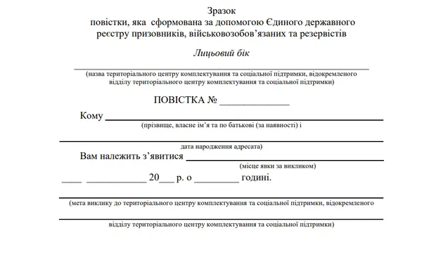 Уряд затвердив нові форми повісток до ТЦК (фото)