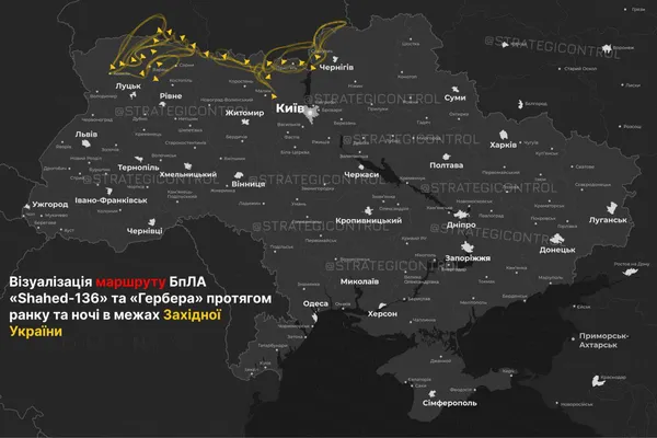 Як і звідки летіли шахеди на Волинь вранці 26 грудня на ковельську залізницю (фото)
