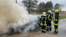 На Волині серед дороги спалахнула автівка (відео)