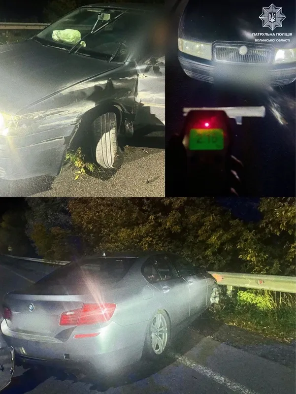 Під Луцьком п'яний водій Skoda вилетів на зустрічну смугу та врізався у BMW (фото)