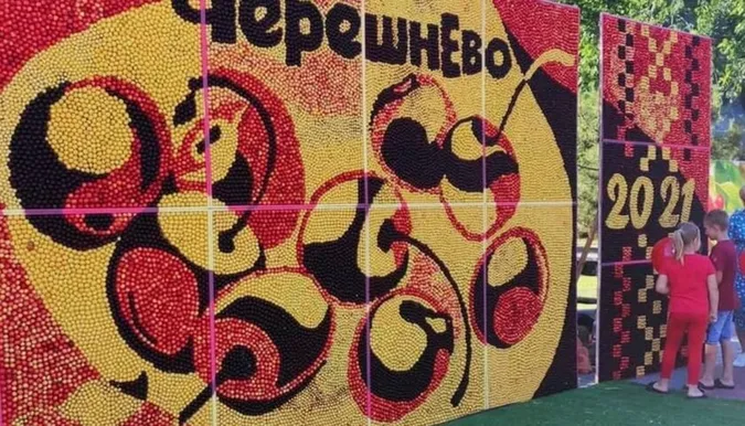 У Мелітополі створили інсталяцію з 330 кілограмів черешень