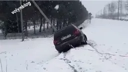 На Волині автомобіль злетів з дороги (відео)