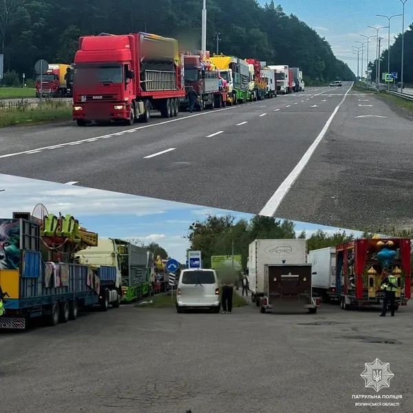 Везли пересувні атракціони: на Волині патрульні зупинили одразу 9 авто (фото)