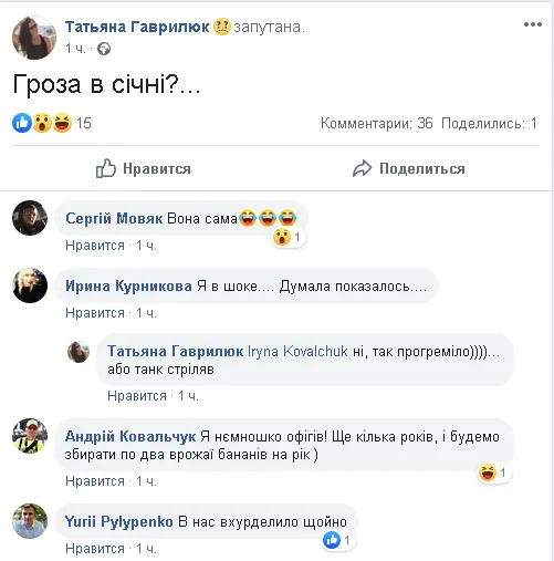 Аномальна січнева гроза в Луцьку: реакція соцмереж
