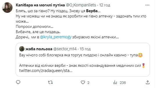 «Аптечка смертника»: блогерка Верба знову втрапила в скандал із ЗСУ