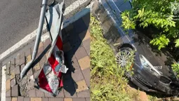 Зніс дорожні знаки та опинився в кюветі: на Волині сталася ДТП з BMW (фото)