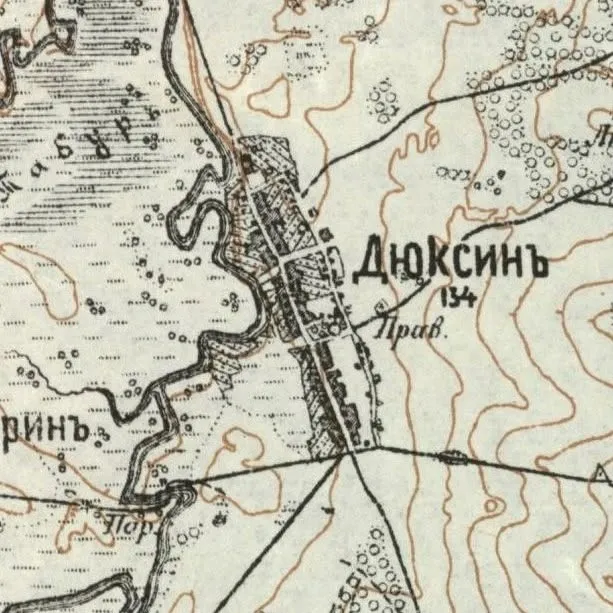 Дюксин. Фрагмент мапи 1915 року