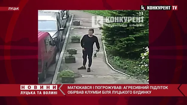Матюкався і погрожував: агресивний підліток обчистив клумби біля луцького будинку (фото, відео)