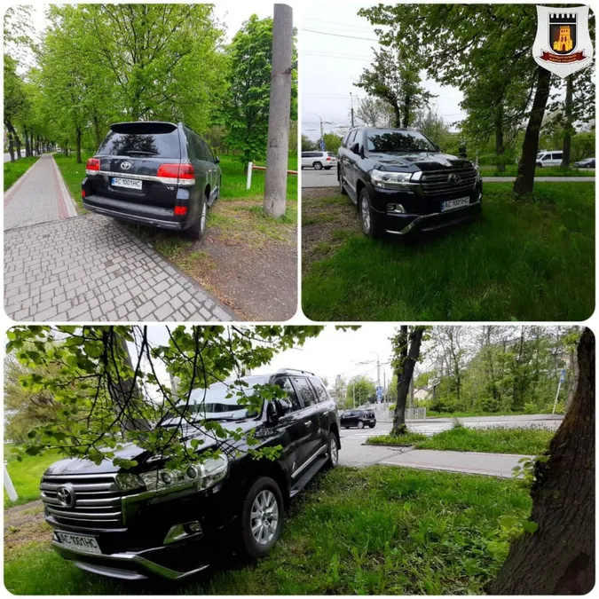 «Автохам» вмостився на газоні центрального парку в Луцьку (фото)