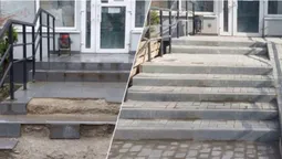 «Нова пошта» в Луцьку відремонтувала сходи після «наїзду» муніципалів (фото)