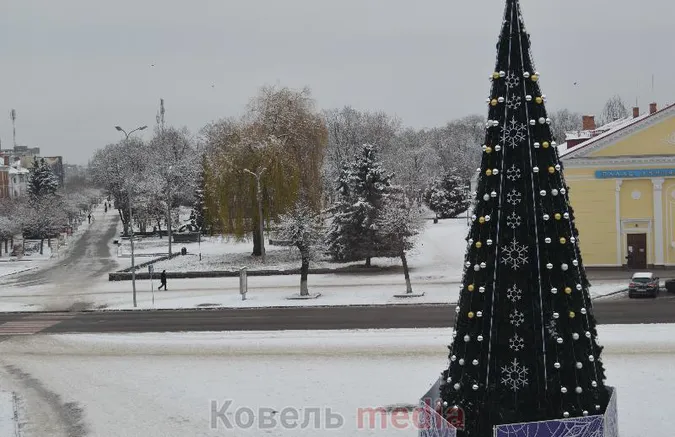 У Ковелі встановили та прикрасили головну новорічну ялинку міста (фото)