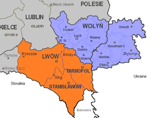 Волинь у складі двох країн. Зображення з Вікіпедії