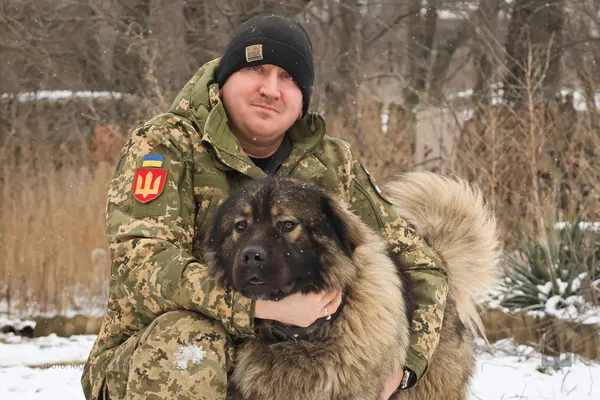 «Ведмедик-антистрес»: як чотирилапий побратим допомагає на фронті воїну з Волині (фото)
