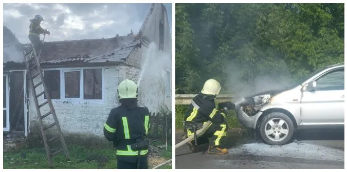 У неділю на Волині горіли будинок і легковик (фото)