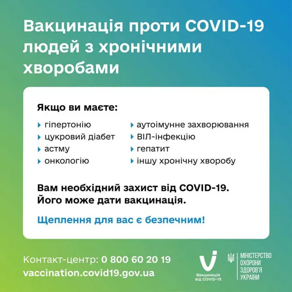 Чи можна людям з хронічними хворобами вакцинуватись проти коронавірусу