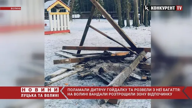 На Волині відпочивальники-вандали спалили паркан та гойдалку (фото, відео)