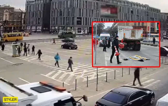 Жахлива аварія в Дніпрі: жінка перебігала дорогу перед вантажівкою (відео)