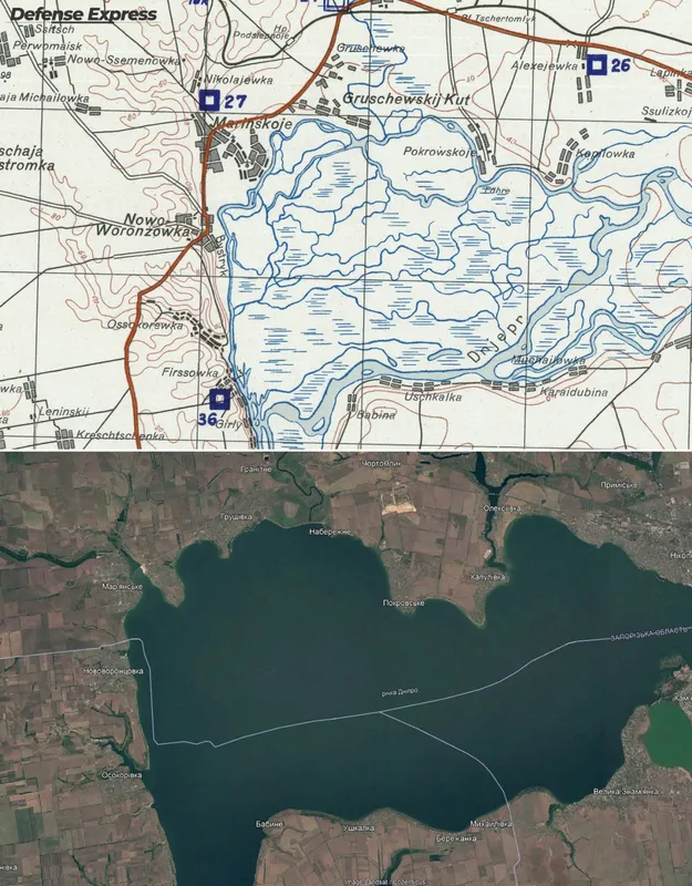 У що перетвориться Каховське водосховище, коли вода піде: мапи 1943 року (фото)
