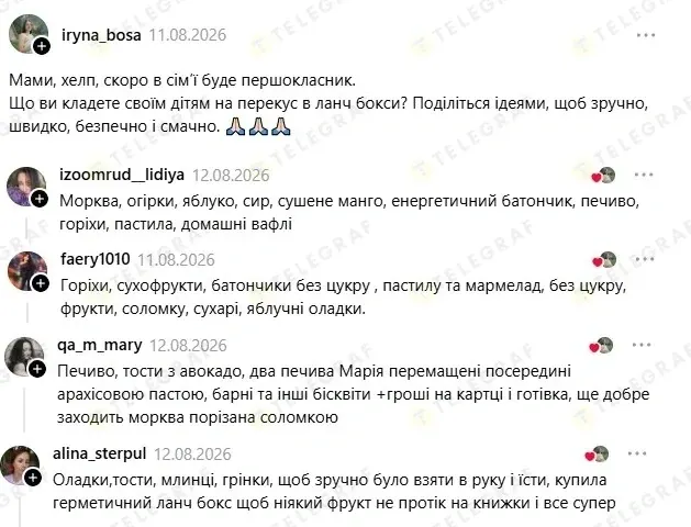 Що покласти першокласникам в ланчбокс: варіанти перекусів для дітей