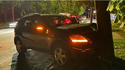 У Луцьку п'яного на «мерсі», який вночі втікав від копів, зупинив стовп (фото)