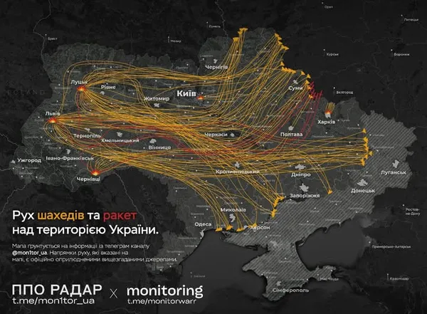 Звідки на Луцьк летіли «шахеди» і ракети вночі 12 липня (мапа)