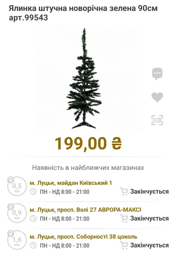 Скільки в Луцьку коштують штучні ялинки