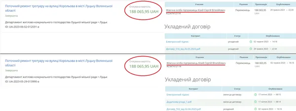Скриншот з Prozorro