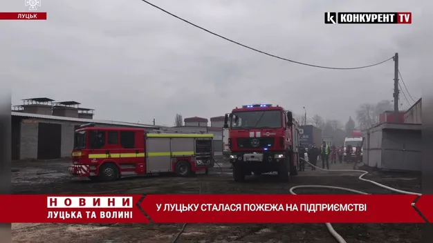 У Луцьку горіла будівля, де виготовляли паливні брикети (фото, відео)