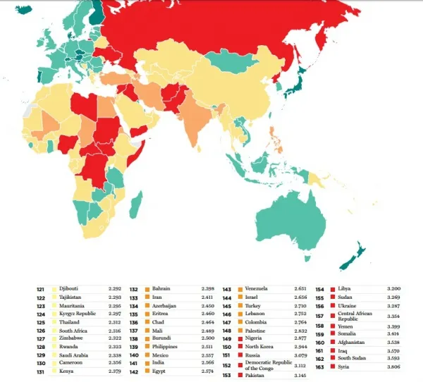 Україна потрапила до десятки найнебезпечніших країн