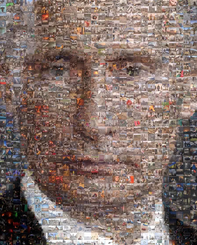 Білоруський митець створив портрет путіна зі світлин війни в Україні (фото, відео)