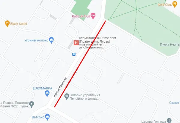 Ділянка вулиці Кравчука, де тривають ремонтні роботи