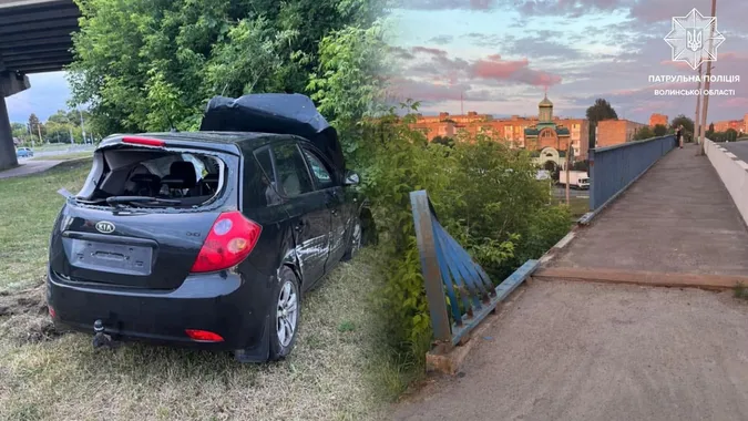 У Луцьку п'яний водій на Kia злетів із мосту: відомі деталі автотрощі (фото)
